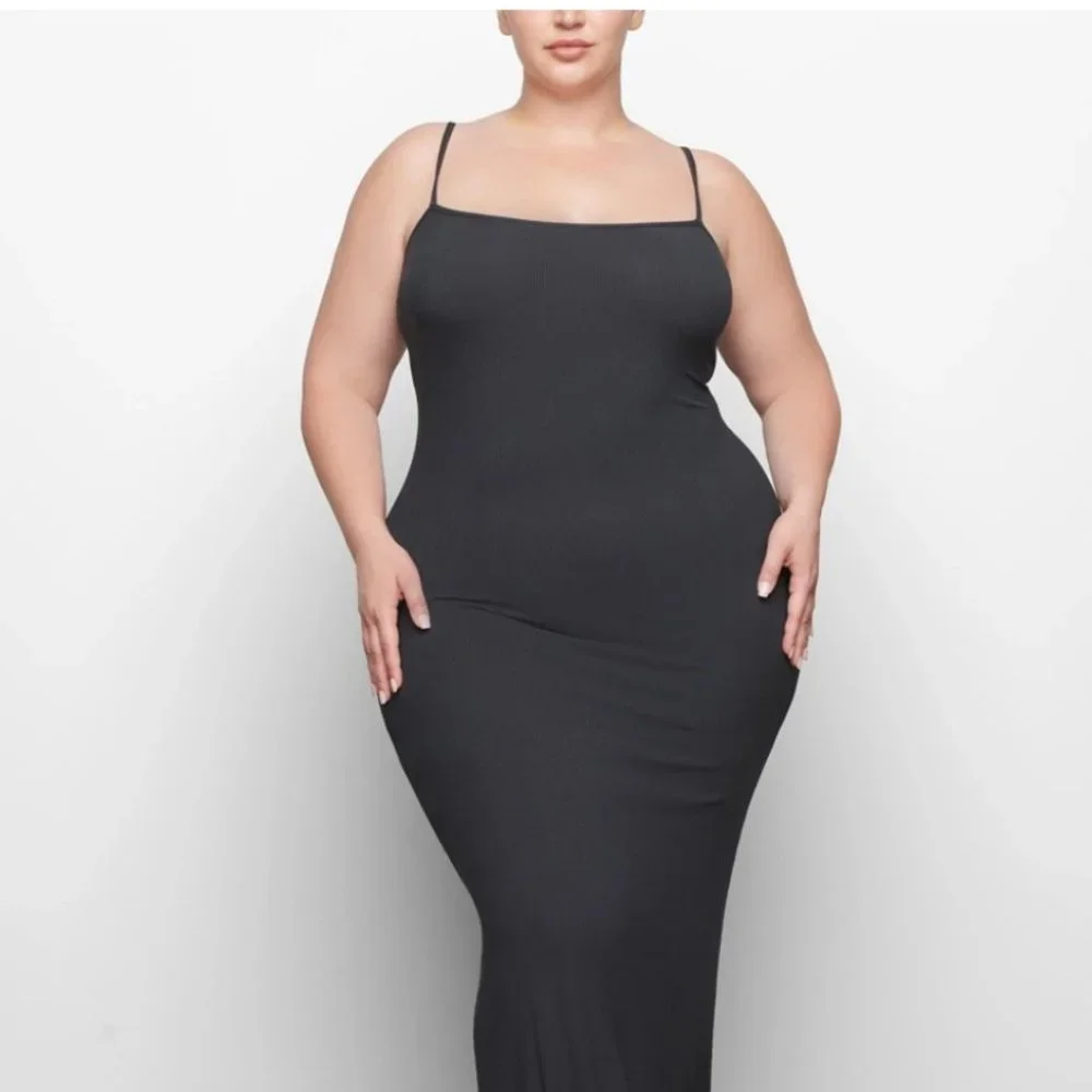 NWT SKIMS XXS Graphite Long Lounge Dress - Picture 2 of 4